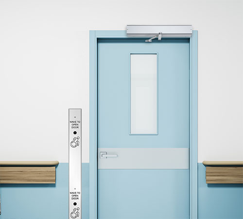 Deltrex System 120 healthcare low energy hospital door installation with automatic operator