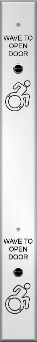 445 no-contact sensor box with a downward arrow symbol on top, used for touchless activation or access control